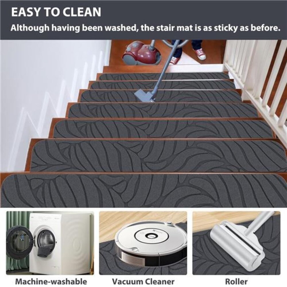Stair Treads Non Slip for Wooden Steps, 8" X 30" (15-Pack) Stair Runner Carpet - Picture 5 of 8